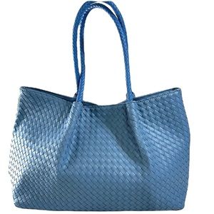 Lulu Dharma Blue Vegan Leather Napa tote handbag